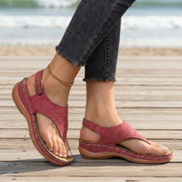 Julie | Toe Post Wedge Sandals With Ankle Strap
