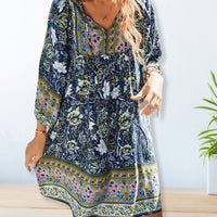 Karen | Boho Floral V-Neck Midi Dress
