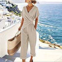 Karen | Wrap V-Neck Business Casual Jumpsuit