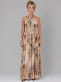 Kerrie | Halter Neck Lace Waist Maxi Dress