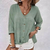 Kerrie | Relaxed V-Neck Button-Up Blouse