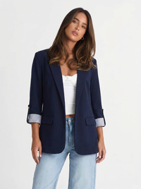 Kerry | Relaxed Open Front Blazer Jacket with Roll-Tab Sleeves
