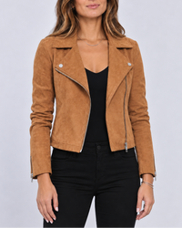 Kim | Cropped Biker Jacket with Faux Suede Zip Front