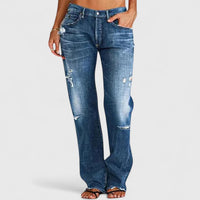 Leanne | High Waist Ripped Straight Leg Jeans