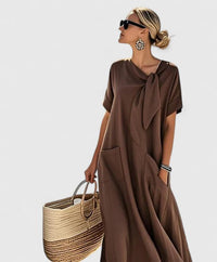 Lesley | Flowing Maxi Dress with Neck Tie and Pockets