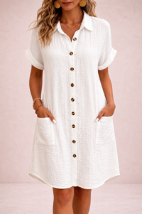 Lesley | Relaxed Button-Front Shirt Dress With Pockets