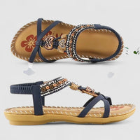 Lynette | Beaded T-Strap Flat Sandals