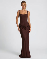 Lynette | Corset Maxi Dress with Draped Skirt