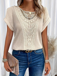 Margaret | Crochet Lace Waffle Knit Top