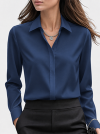 Margaret | Long Sleeve Collared Blouse with Button Front