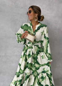 Margaret | Long Sleeve V-Neck Tiered Maxi Dress