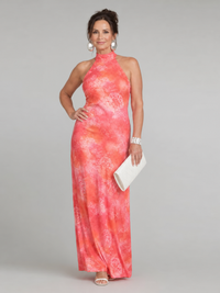 Marilyn | Halter Neck Printed Maxi Dress