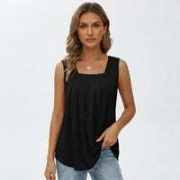 Marilyn | Pleated Square Neck Tank Top