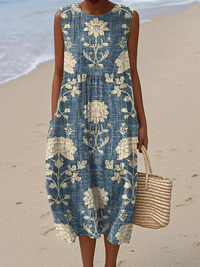 Maureen | Sleeveless Floral Print Midi Dress