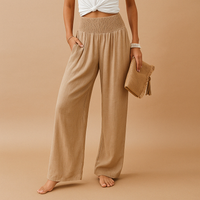 Melissa | High-Waisted Wide Leg Linen Pants With Side Pockets