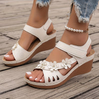 Melissa | Wedge Sandals with Floral Strap Detail