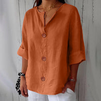 Narelle | Relaxed Button Front Blouse with Three-Quarter Sleeves