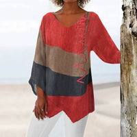 Pamela | Colorblock V-Neck Tunic Top