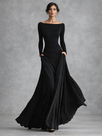 Pamela | Draped Long Sleeve Maxi Dress