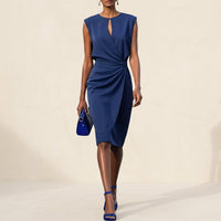 Pamela | Sophisticated Wrap Midi Dress with Cap Sleeves