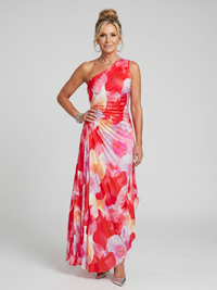 Patricia | One Shoulder Pleated Floral Maxi Dress