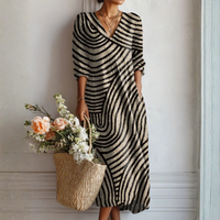 Patricia | Wrap V-Neck Long Sleeve Maxi Dress with Abstract Print