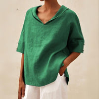 Pauline | Relaxed V-Neck Linen Blouse