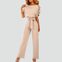 Rhonda | Wide-Leg Belted Jumpsuit With Short Sleeves