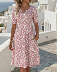Robyn | Floral Print Midi Dress With Button Front