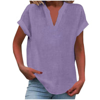 Roslyn | Relaxed V-Neck Short Sleeve Blouse