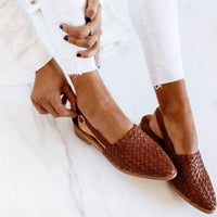 Sandra | Woven Leather Pointed-Toe Slingback Flats