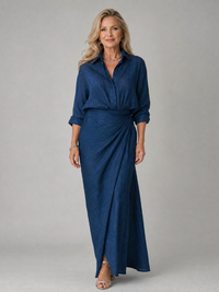 Sharon | Relaxed Wrap Front Maxi Shirt Dress