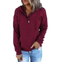Sonia | Relaxed Button Placket Hoodie with Kangaroo Pocket
