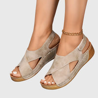 Susan | Crisscross Peep Toe Wedge Sandals