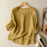 Susan | Embroidered Cotton Blouse with 3/4 Sleeves