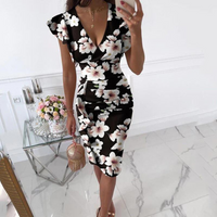 Suzanne | Floral Midi Dress with Ruffle Sleeves