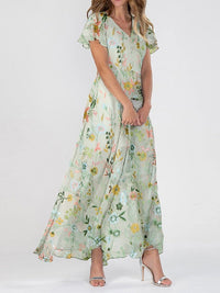 Suzanne | Floral Print Maxi Dress with V-Neck and Flutter Sleeves