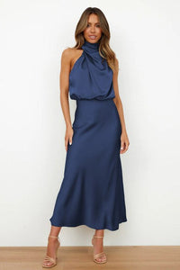 Suzanne | Halter Neck Midi Dress with Cowl Neckline