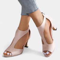 Suzanne | Peep Toe T-Strap Block Heel Sandals