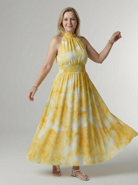 Tanya | Halter Neck Maxi Dress with Smocked Waist