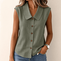 Tanya | Sleeveless Collared Button-Up Blouse