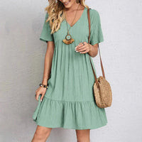 Tanya | V-Neck Tiered Mini Dress with Ruffle Hem