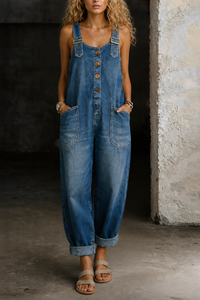 Toni | Relaxed Wide Leg Denim Overalls