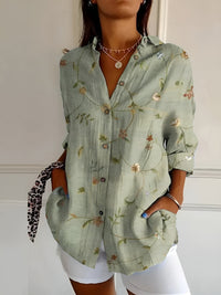 Vicki | Floral Print Long Sleeve V-Neck Blouse