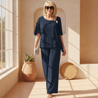 Vicki | Layered Asymmetric Top And Wide Leg Pants Two-Piece Set