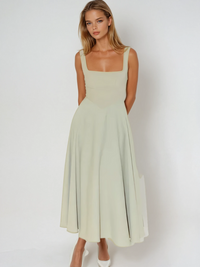Vicky | Square Neck Flare Midi Dress