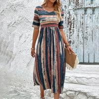 Wendy | Striped Empire Waist Midi Dress