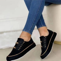 Wilma | Platform Lace-Up Sneakers with Gold Chain Trim