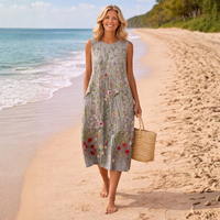 Wilma | Sleeveless Floral Embroidered Midi Dress
