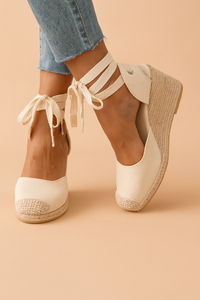 Yvonne | Espadrille Wedge Sandals with Ankle Ties